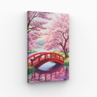 Obraz na Płótnie 40x70cm Czerwony Most Zen Japonia Ogród Natura Styl Hit