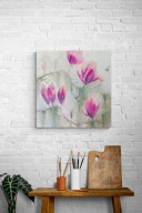 Obraz na płótnie ręcznie malowany akrylami strukruralny Magnolia 3d 70x70