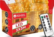 KURTYNA ŚWIETLNA LED 3x3 LAMPKI X300 CHOINKOWE ŚWIĄTECZNE GIRLANDA