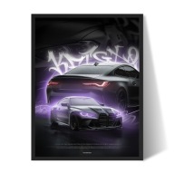 Plakat BMW M4 w ramce 30x40 cm obraz samochodu dekoracja wnętrza