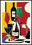 A2 PLAKAT DO KUCHNI RESTAURACJI KIELISZEK BUTELKA WINA WINO GEOMETRIA