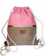 Worek-plecak lniany HABILE design bag z różowym
