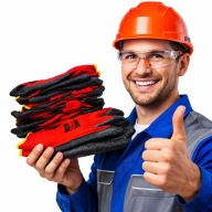 RĘKAWICE ROBOCZE POWLEKANE LATEX ROZMIAR 10 ZESTAW 10 PAR + OKULARY GRATIS