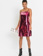 sukienka cekinowa srebro i czerwień, nowa 42/44