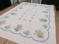 LNIANY NATURALNY WIOSENNY OBRUS BRATKI ŻONKILE FIOŁKI 127 x 172