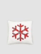 BESTSELLER! PODUSZKA DEKORACYJNA BIAŁA Z CZERWONĄ ŚNIEŻYNKĄ ŚWIĄTECZNY WZÓR