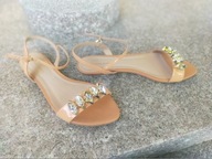 3i nr 42 wygodne i eleganckie morelowe skórzane sandały na lato nowe