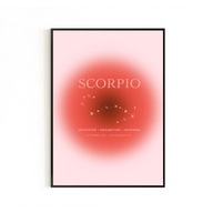 PLAKAT, ZNAKI ZODIAKU, SKORPION, AURA POSTER, PLAKATY NA ŚCIANĘ, 30x40