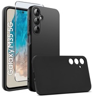 CZARNE ETUI DO SAMSUNG GALAXY M35 5G CASE SOFT MATOWE + SZKŁO GGRATIS