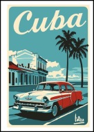 A2 KOLOROWY PLAKAT OBRAZ, KUBA CUBA HAWANA, VINTAGE RETRO
