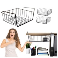 KOSZ PODWIESZANY POD PÓŁKĘ ORGANIZER METALOWY LOFT 32x23 CM CZARNY KOSZYK