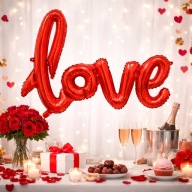 BALON LOVE DZIEŃ KOBIET WALENTYNKI CZERWONE ŚLUB WESELE 100X60CM PREZENT