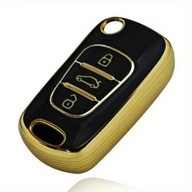 Czarno-złote etui na kluczyk HYUNDAI i20 i30 KIA Sportage Rio 3 przyciski