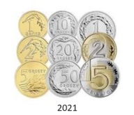 ZESTAW MONET OBIEGOWYCH. Rocznik 2021 UNC