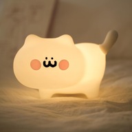 Lampka nocna USB ściemniana dotykiem do pokoju kształt kotek biały