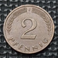 *NIEMCY [0206]*2 fenigi 1967 *J* Niemcy Zachodnie (RFN) Kłosy, Liście dębu