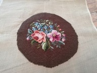 PRACA RĘCZNA HAFT NA KANWIE WSTAWKA ZAGŁÓWEK WIKTORIAŃSKIE RÓŻE 44 x 45