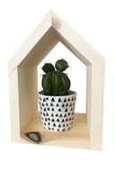 Drewniana półka-domek skandynawski – dekoracja na świeczki i kwiaty