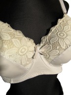 Biały klasyczny biustonosz stanik z koronką 105D