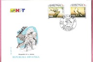 Chorwacja 1993, FDC fauna, las, jeleń, ptak orzeł bielik
