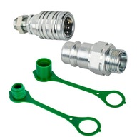 Szybkozłącze Euro gniazdo long M22x1,5 + wtyczka M22x1,5 + osłony zielone