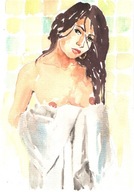 =Obraz=AKT =akwarela=kobieta=Joanna MAŁOSZCZYK