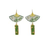 Kolczyki z wachlarzem i bambusem