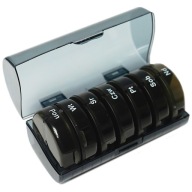 Pudełko na leki 14 pojemników czarne dzień/noc 7 dni organizator podróż