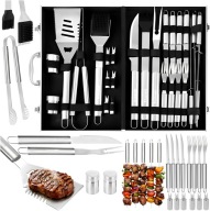 ZESTAW GRILLOWY 26W1 STAL NIERDZEWNA WALIZKA ALUMINIOWA SZPIKULCE NÓŻ STEKI