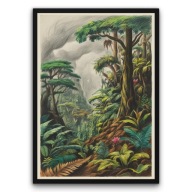 Plakat z ramą 21x30 cm Gęsty Las Deszczowy we Mgle| Pomysł na prezent