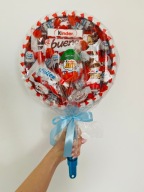 LIZAK ZE SŁODYCZY KINDER XXL PREZENT NA KOMUNIĘ NIEBIESKI DLA CHŁOPCA BOX