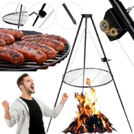 GRILL STALOWY RUSZT NA OGNISKO 80CM ROZKŁADANY TRÓJNÓG DUŻY PALENISKO OGRÓD