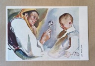 JULIAN FAŁAT – KOBIETA BAWIĄCA DZIECKO GRZECHOTKĄ – KRAKÓW – 1910