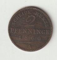 Prusy 2 pfennige 1860 A ladny stan