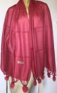 Pashmina szal,kaszmir,jedwab,pompony królik 178x72