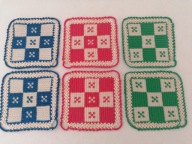 PRACA RĘCZNA SZYDEŁKO KWADRATY BABUNI PODKŁADKI POD KUBKI kpl. 6szt. nr.21