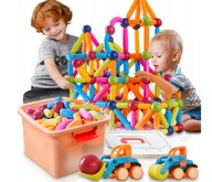 KLOCKI MAGNETYCZNE KONSTRUKCYJNE 128EL PATYCZKI STICKS EDUKACYJNE + KUFEREK