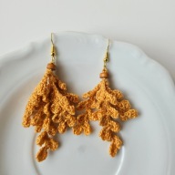 Kolczyki rękodzieło na szydełku listki