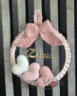 Dekoracja ścienna zawieszka personalizowana dowolne imię dziecka szydełkowa