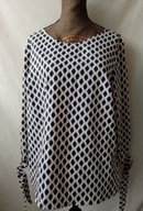 Bluzka biała w granatowy, geometryczny wzór - 40/42