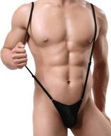 Stringi na szelkach czarne bodysuit sling regulowane