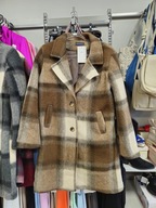 Płaszczyk brąz czekolada krótki kratka, r. Uni, Italy !!!