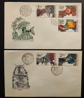 !! ZWIERZĘTA RYBY - CZECHOSŁOWACJA 1975 - 2 KOPERTY FDC - STAN BDB !!