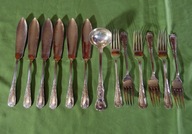 XIX w. Komplet Secesyjnych sztućców do ryb dla 6 osób