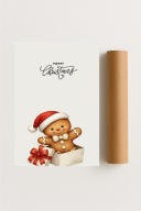 Plakat bez ramy 50x70cm Radosny Piernik święta Boże Narodzenie dekoracja