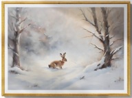 A2 PLAKAT OBRAZ, PLAKAT ZAJĄC ZAJĄCZEK ZIMĄ W LESIE ZIMA ŚNIEG