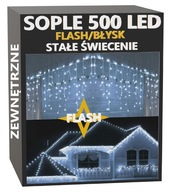 SOPLE 500 LED KURTYNA LAMPKI ZEWNĘTRZNE IP44 FLASH ZIMNA BIEL XL CHOINKOWE