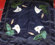 piekna serwetka w granacie , hafty w kalie 87 x 85cm