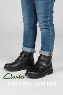 Clarks Heath high sneakersy za kostkę na rzepy skórzane czarne rozm. 29,5