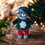 Uroczy Miś Szydełkowy Pluszowy, Handmade, Idealny Prezent na Święta